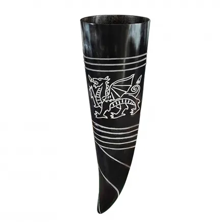 Engraved Celtic Dragon Drinking Horn