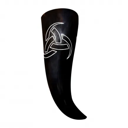 Genuine Drinking Horn with Hand-Carved 'Odin's Triple Horns'