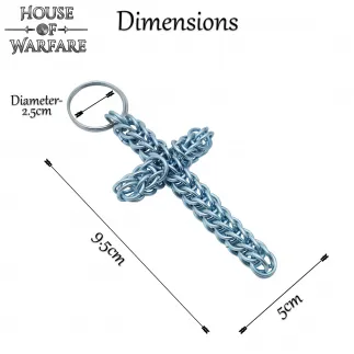 Rustic Chainmail Cross Keychain Mild Steel Butted, 10mm 16gauge