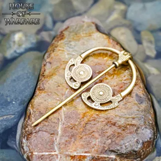 Pure Brass Viking Celtic Fibula / Cloak Pin