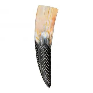 The Leaf Blade Drinking Horn with Hand Carved Design