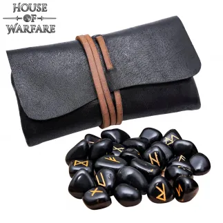 Norse Rune Stones with Leather Pouch