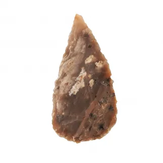 Historical Flint Stone Leaf Arrowhead Dark Brown 7.6cm