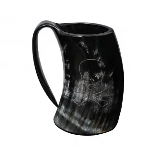 The Pirate Skull Genuine Drinking Horn Tankard