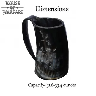 The Pirate Skull Genuine Drinking Horn Tankard