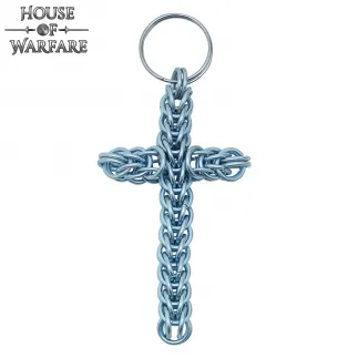 Rustic Chainmail Cross Keychain Mild Steel Butted, 10mm 16gauge