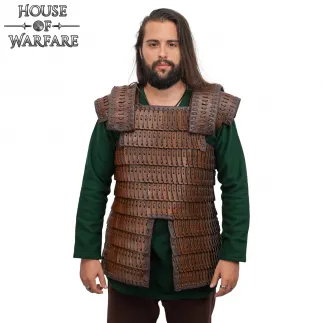 LEATHER LAMELLAR VIKING / VARANGIAN ARMOUR. Ideal for Viking, Slavs, Rus, Khazars, Varangians BLACK / BROWN