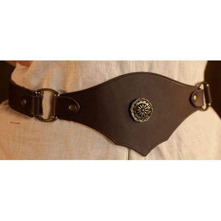 Ceinture de cuir large, avec rosette